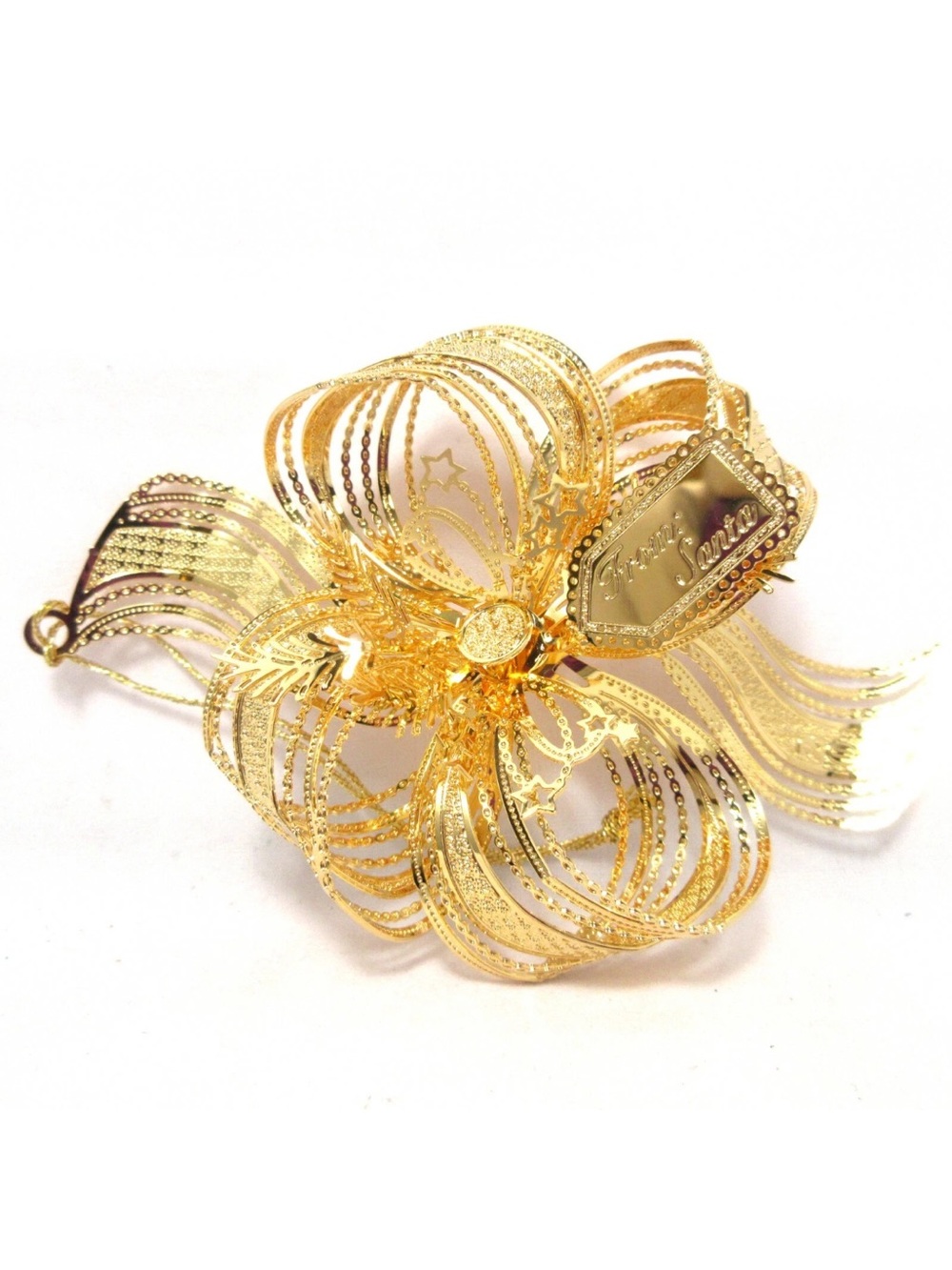 Vintage 2006 Danbury Mint Gold Plated "Golden Bow" Christmas Ornament Collection